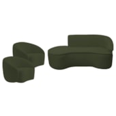 Kit Divã Recamier Orgânico Marrocos 200cm Lado Esquerdo e 2 Poltronas Amore Linho Verde