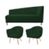 Kit Diva Recamier Valéria 140cm Lado Esquerdo e 02 Poltronas Dandara Suede Verde - Amarena Móveis