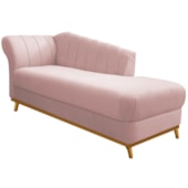 Kit Diva Recamier Vanessa 140cm Lado Direito e 02 Poltronas Laura Suede Rosê - Amarena Móveis