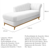 Kit Diva Recamier Vanessa 140cm Lado Esquerdo e 01 Poltrona Laura Suede Branco