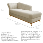 Kit Diva Recamier Vanessa 160cm Lado Direito e 01 Poltrona Laura Linho Bege