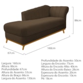 Kit Diva Recamier Vanessa 160cm Lado Esquerdo e 01 Poltrona Laura Suede Marrom