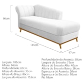 Kit Diva Recamier Vanessa 185cm Lado Direito e 01 Poltrona Laura Suede Branco