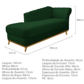 Kit Diva Recamier Vanessa 185cm Lado Esquerdo e 01 Poltrona Laura Suede Verde