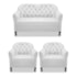 Kit Namoradeira Recamier Sofá mais 02 Poltrona Julia Pés Luís Xv Com Botonê Quarto Sala de Estar Recepção Corano Branco - AM Decor