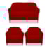 Kit Namoradeira Recamier Sofá mais 02 Poltrona Julia Pés Luís Xv Com Botonê Quarto Sala de Estar Recepção Corano Vermelho - AM Decor