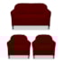 Kit Namoradeira Recamier Sofá mais 02 Poltrona Julia Pés Luís Xv Com Botonê Quarto Sala de Estar Recepção Suede Bordô - AM Decor