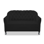 Kit Namoradeira Recamier Sofá mais 02 Poltrona Julia Pés Luís Xv Com Botonê Quarto Sala de Estar Recepção Suede Preto - AM Decor