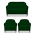 Kit Namoradeira Recamier Sofá mais 02 Poltrona Julia Pés Luís Xv Com Botonê Quarto Sala de Estar Recepção Suede Verde - AM Decor