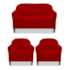 Kit Namoradeira Recamier Sofá mais 02 Poltrona Julia Pés Luís Xv Com Botonê Quarto Sala de Estar Recepção Suede Vermelho - AM Decor