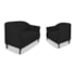 Kit Namoradeira Sofá Recamier e Poltrona Julia Pés Luís Xv Com Botonê para Sala Recepção Quarto Corano Preto - AM Decor