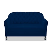 Kit Namoradeira Sofá Recamier e Poltrona Julia Pés Luís Xv Com Botonê para Sala Recepção Quarto Suede Azul Marinho - AM Decor