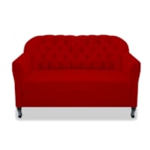 Kit Namoradeira Sofá Recamier e Poltrona Julia Pés Luís Xv Com Botonê para Sala Recepção Quarto Suede Vermelho - AM Decor