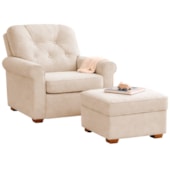 Kit Poltrona de Amamentação e Puff Doce Nuvem Bouclé Bege