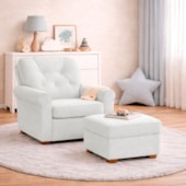 Kit Poltrona de Amamentação e Puff Doce Nuvem Bouclé Branco