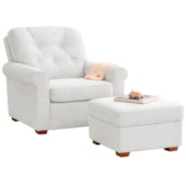 Kit Poltrona de Amamentação e Puff Doce Nuvem Bouclé Branco