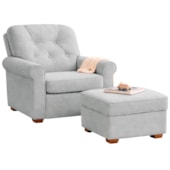 Kit Poltrona de Amamentação e Puff Doce Nuvem Bouclé Cinza