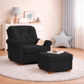 Kit Poltrona de Amamentação e Puff Doce Nuvem Bouclé Preto