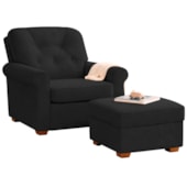 Kit Poltrona de Amamentação e Puff Doce Nuvem Bouclé Preto