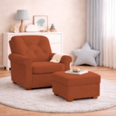 Kit Poltrona de Amamentação e Puff Doce Nuvem Bouclé Terracota