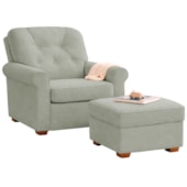 Kit Poltrona de Amamentação e Puff Doce Nuvem Bouclé Verde Oliva