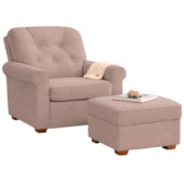 Kit Poltrona de Amamentação e Puff Doce Nuvem Linho Rose