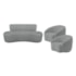 Kit Recamier Curvo Amsterdã 120cm e 2 Poltronas Amore Luxo Bouclê Cinza