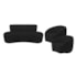 Kit Recamier Curvo Amsterdã 120cm e 2 Poltronas Amore Luxo Bouclê Preto