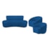 Kit Recamier Curvo Amsterdã 120cm e 2 Poltronas Amore Luxo Linho Azul Royal
