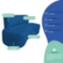 Kit Recamier Curvo Amsterdã 120cm e 2 Poltronas Amore Luxo Linho Azul Royal