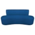 Kit Recamier Curvo Amsterdã 120cm e 2 Poltronas Amore Luxo Linho Azul Royal