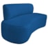 Kit Recamier Curvo Amsterdã 120cm e 2 Poltronas Amore Luxo Linho Azul Royal