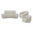 Kit Recamier Curvo Amsterdã 120cm e 2 Poltronas Amore Luxo Linho Bege