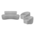Kit Recamier Curvo Amsterdã 120cm e 2 Poltronas Amore Luxo Linho Cinza Claro