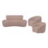 Kit Recamier Curvo Amsterdã 120cm e 2 Poltronas Amore Luxo Linho Rose