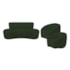 Kit Recamier Curvo Amsterdã 120cm e 2 Poltronas Amore Luxo Linho Verde