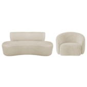 Kit Recamier Curvo Amsterdã 120cm e Poltrona Amore Luxo Bouclê Bege