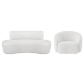 Kit Recamier Curvo Amsterdã 120cm e Poltrona Amore Luxo Bouclê Branco