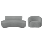 Kit Recamier Curvo Amsterdã 120cm e Poltrona Amore Luxo Bouclê Cinza