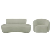Kit Recamier Curvo Amsterdã 120cm e Poltrona Amore Luxo Bouclê Verde Oliva