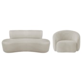 Kit Recamier Curvo Amsterdã 120cm e Poltrona Amore Luxo Linho Bege