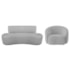 Kit Recamier Curvo Amsterdã 120cm e Poltrona Amore Luxo Linho Cinza Claro