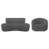 Kit Recamier Curvo Amsterdã 120cm e Poltrona Amore Luxo Linho Cinza Escuro
