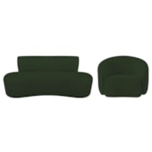 Kit Recamier Curvo Amsterdã 120cm e Poltrona Amore Luxo Linho Verde