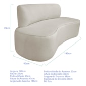 Kit Recamier Curvo Amsterdã 140cm e 2 Poltronas Amore Luxo Linho Bege