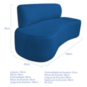 Kit Recamier Curvo Amsterdã 140cm e Poltrona Amore Luxo Linho Azul Royal