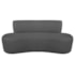 Kit Recamier Curvo Amsterdã 180cm e 2 Poltronas Amore Luxo Linho Cinza Escuro