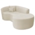 Kit Recamier Curvo Sala de Estar Inglaterra 150cm Lado Direito e 2 Poltronas Orgânica Luxo Amore Bouclé Bege