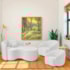 Kit Recamier Curvo Sala de Estar Inglaterra 150cm Lado Direito e 2 Poltronas Orgânica Luxo Amore Bouclé Branco