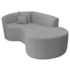 Kit Recamier Curvo Sala de Estar Inglaterra 150cm Lado Direito e 2 Poltronas Orgânica Luxo Amore Bouclé Cinza
